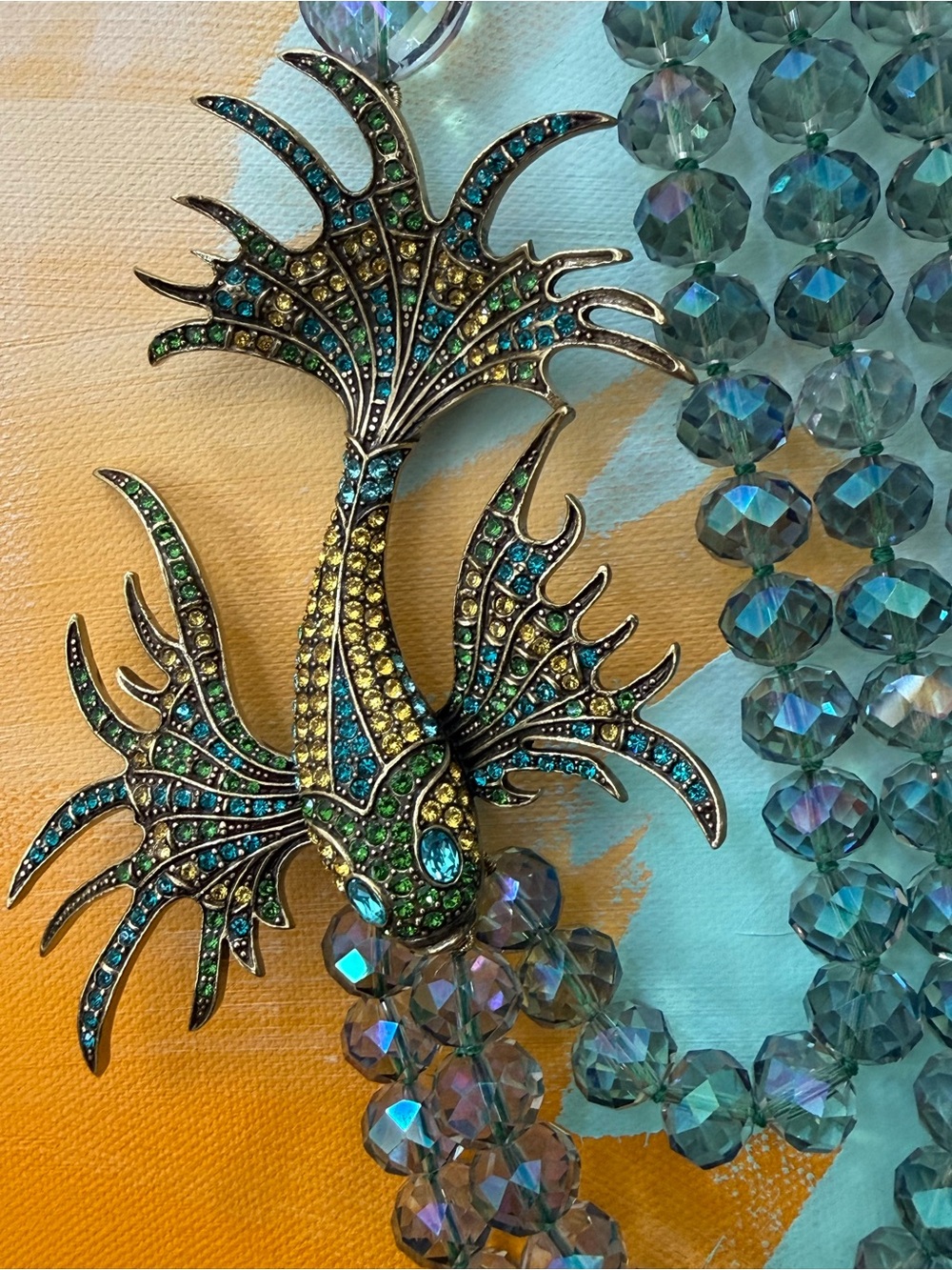 Heidi Daus Iridescent Blue Multi-Strand Fish Pendant Necklace - Picture 8 of 8